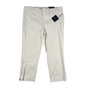 Rafaella Women’s Pull On Capris Elastic Ankle Zip‎ Comfort Beige Size 16 NWT